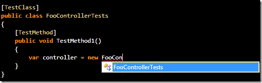 No, stupid Intellisense! I don't want to create an instance of the test class!
